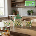 Elegant Glass Tea Pot With Matching Cups Set