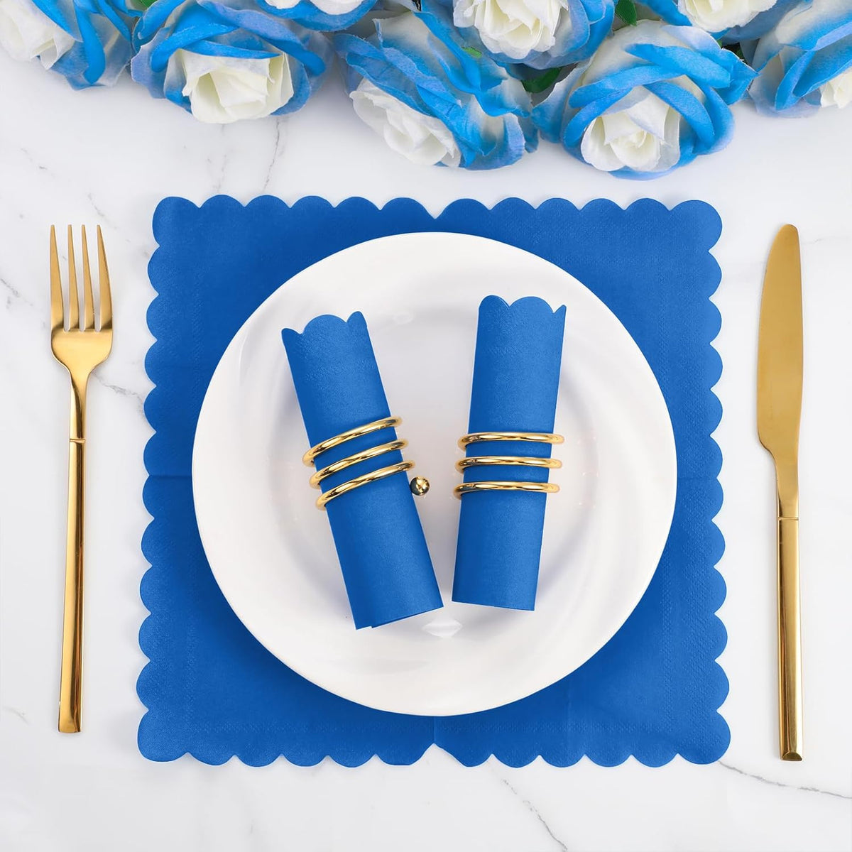 Royal Scalloped Disposable Paper Napkins (23 X 23 Cm  Approx 120 Pc)
