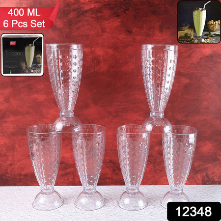 Supermom Transparent Plastic Milkshake Glass Set (400ml  6 Pc)