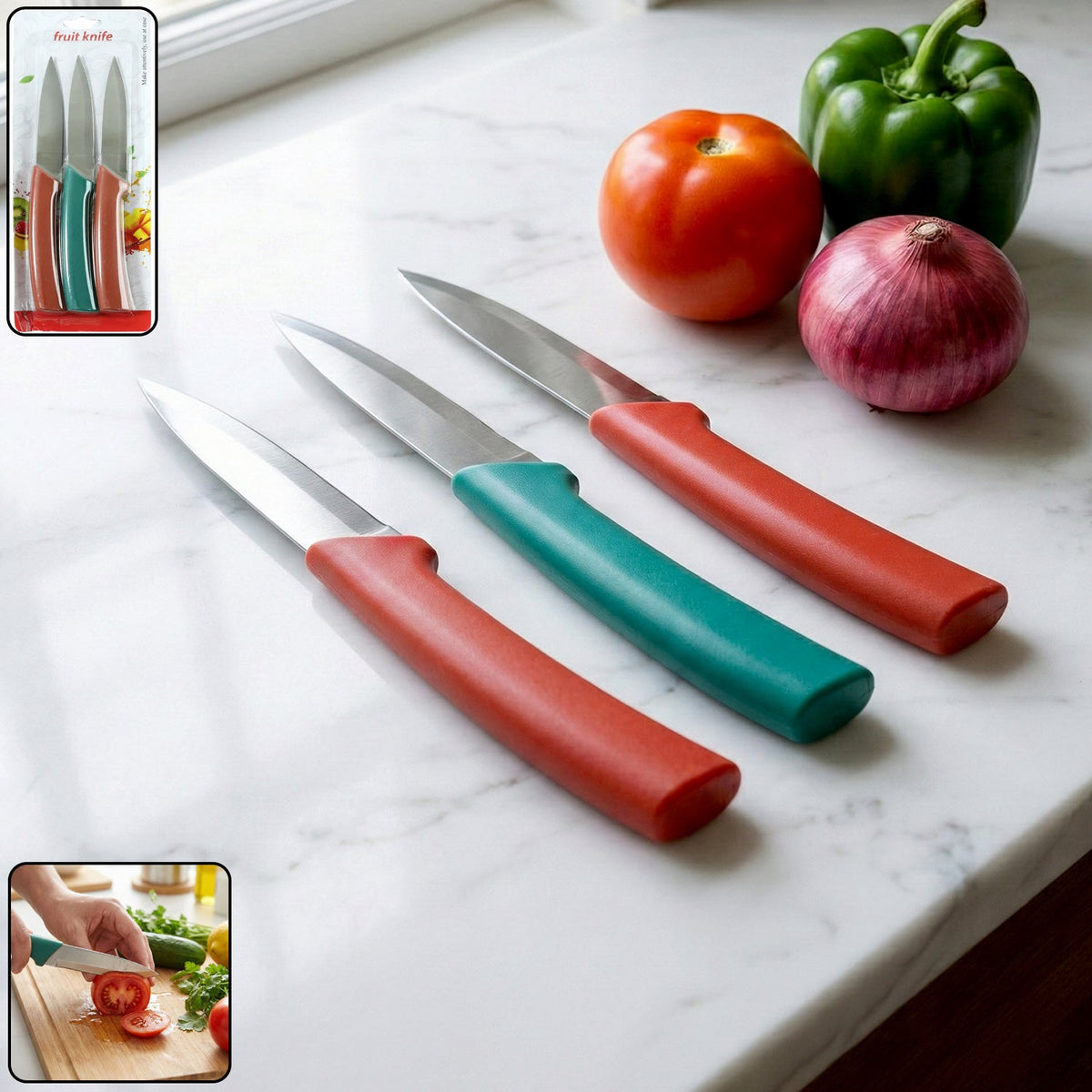 Multipurpose Kitchen Fruit Vegetable Cutting Knife Set Pack Of 3