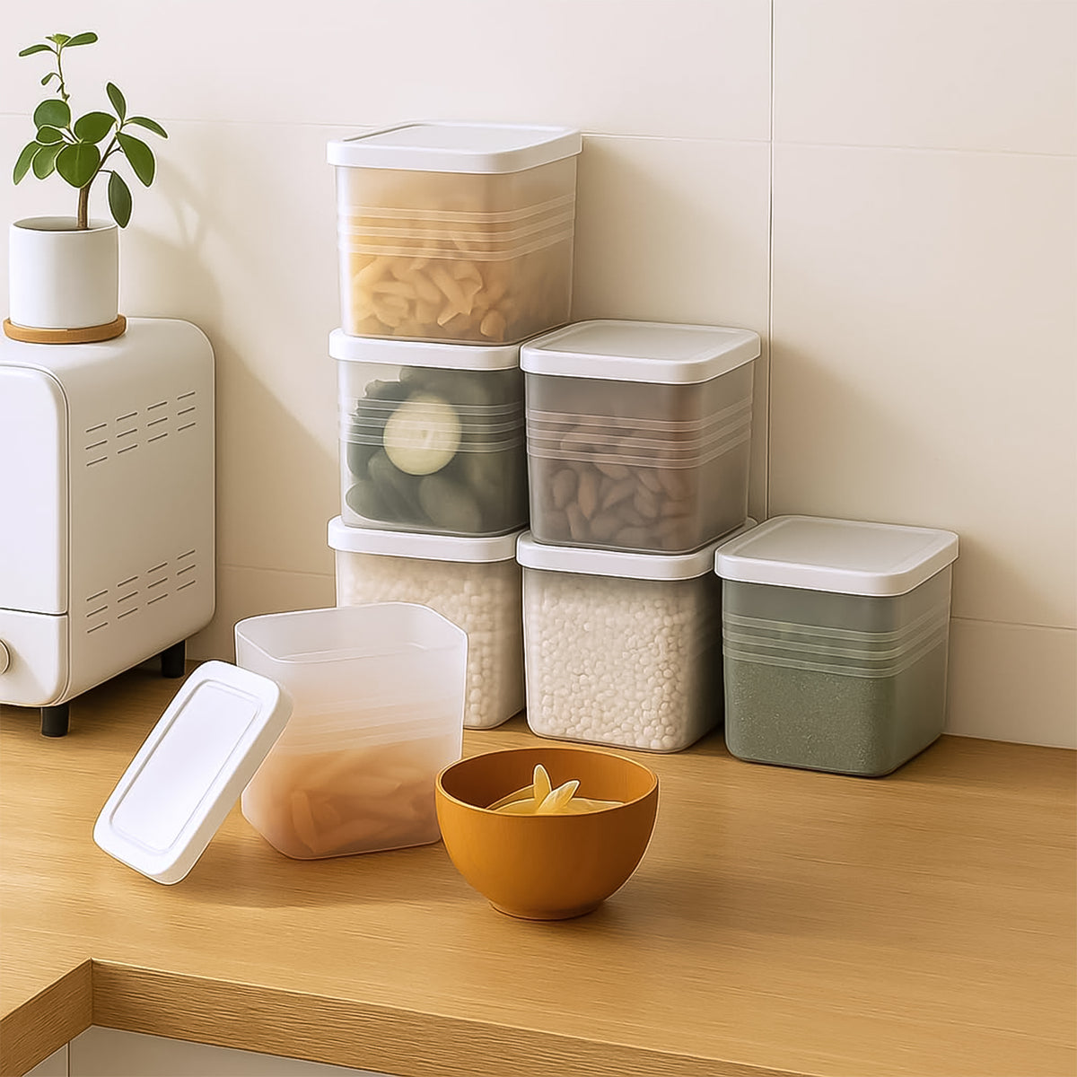 Transparent Square Plastic Food Storage Container Set (6 Pc)