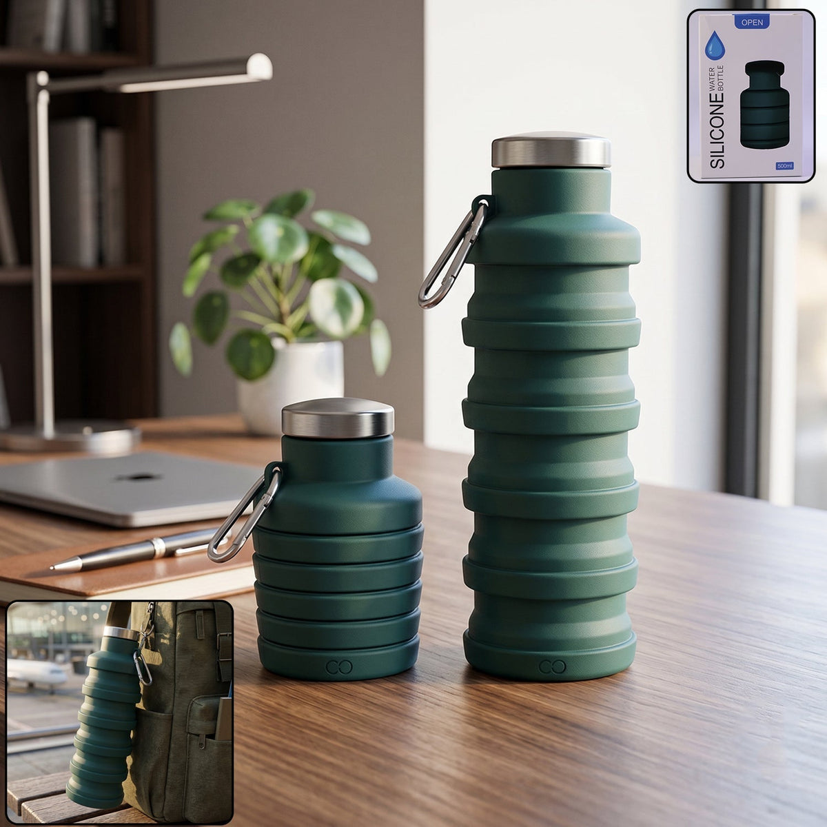 Colorful Collapsible Silicone Water Bottle (1 Pc)