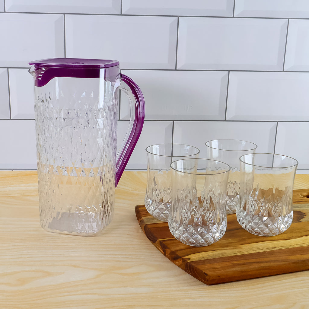 Supermom Roma Plastic Jug With Glasses Combo Set (5 Pc)