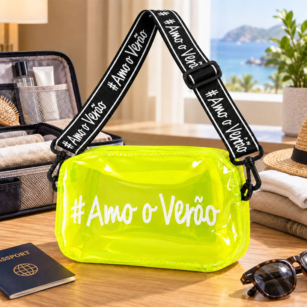 Transparent Pvc Crossbody Bag With Adjustable Strap And Zipper (1 Pc 20x11 Cm)