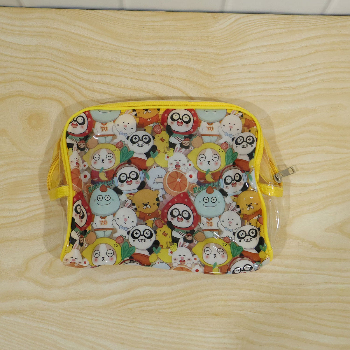 Multipurpose Pvc Cosmetic Pouch With Cartoon Print And Zip Sections For Travel