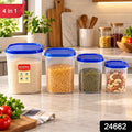 Plastic Food Storage Containers With Covers For Kitchen Organization (4 Pc Set)