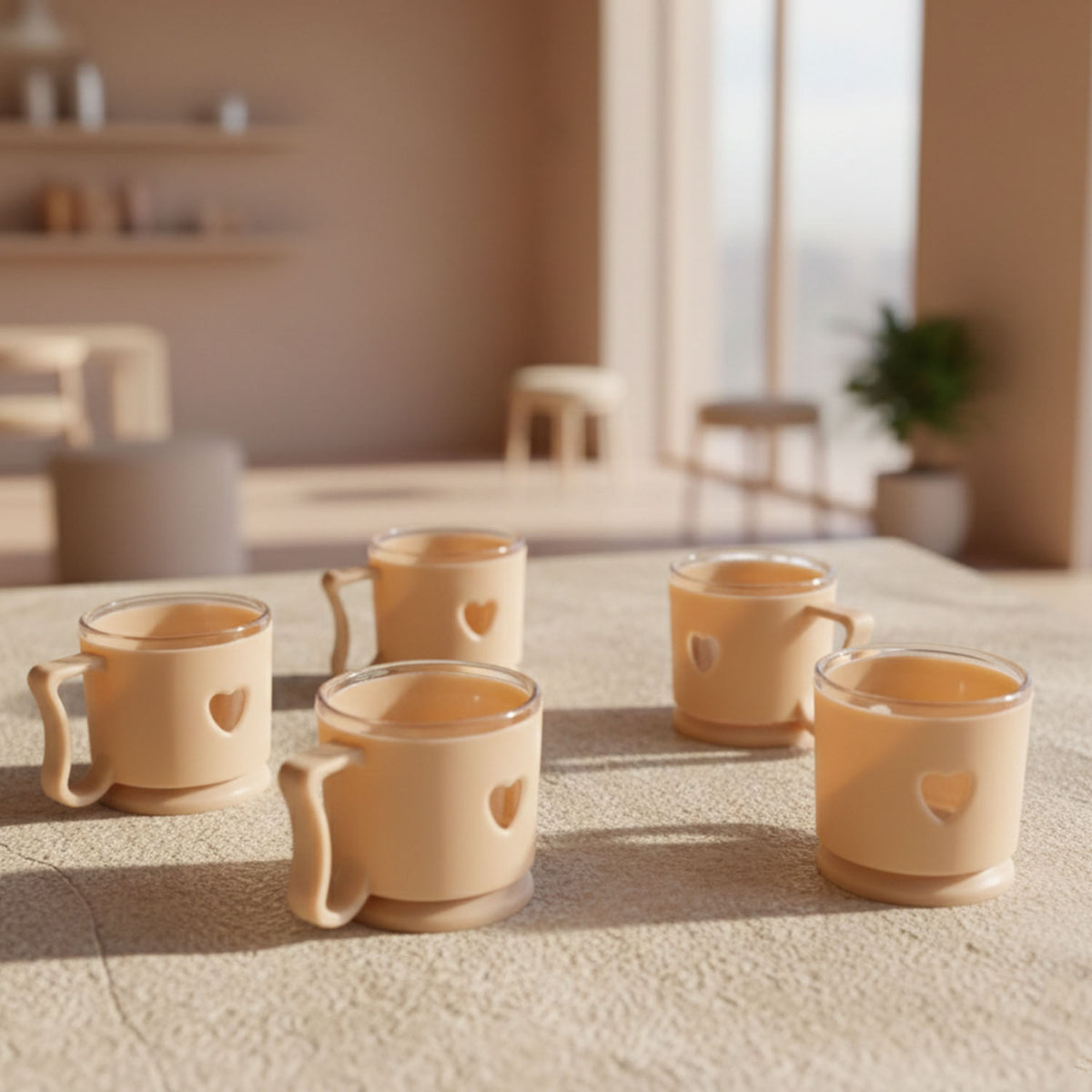Elegant Heart Design Mini Tea  Coffee Mug Set (100ml 6 Pc)