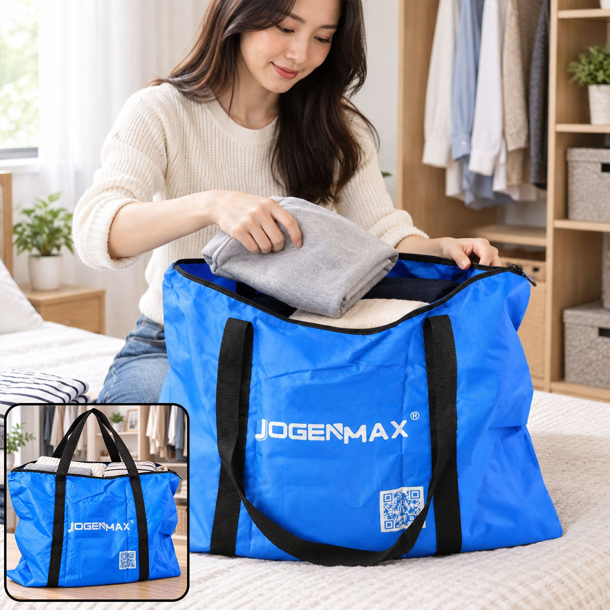 Multipurpose Zipper Carry Bag With Webbing Handles For Storage (1 Pc 50x63 Cm)