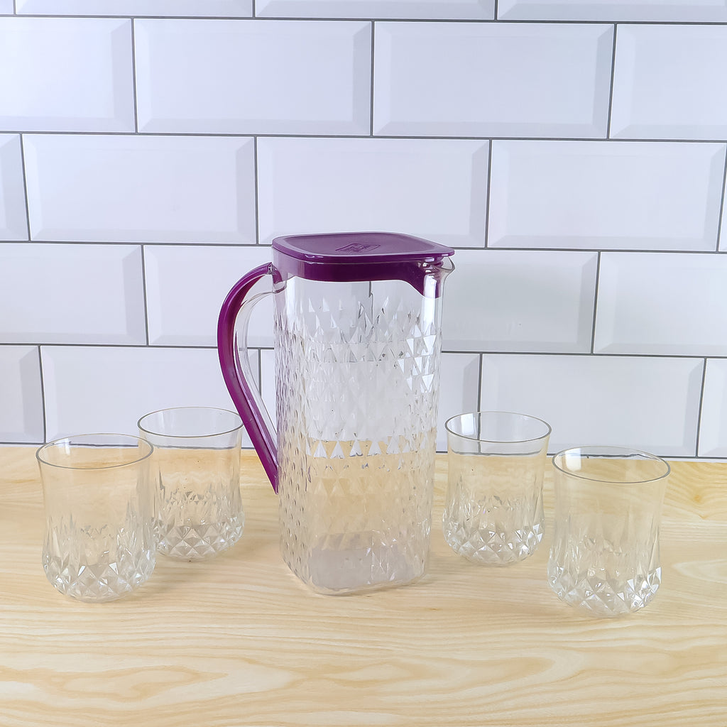 Supermom Roma Plastic Jug With Glasses Combo Set (5 Pc)