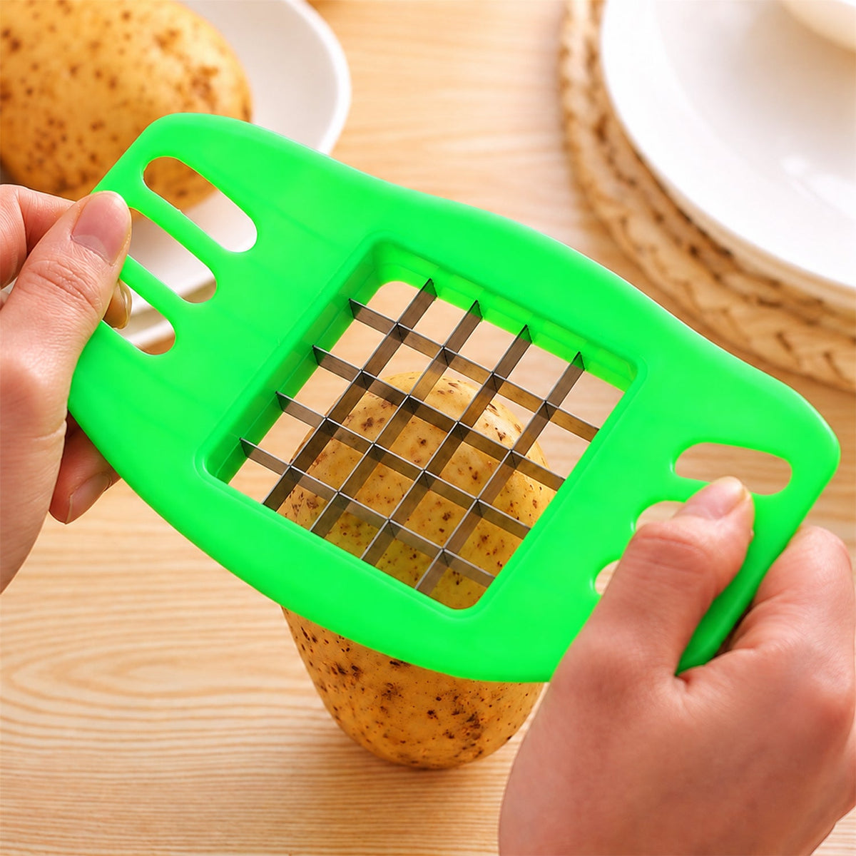 French Fry Potato Grid Cutter With Stainless Steel Blades 17x10cm (1 Pc)