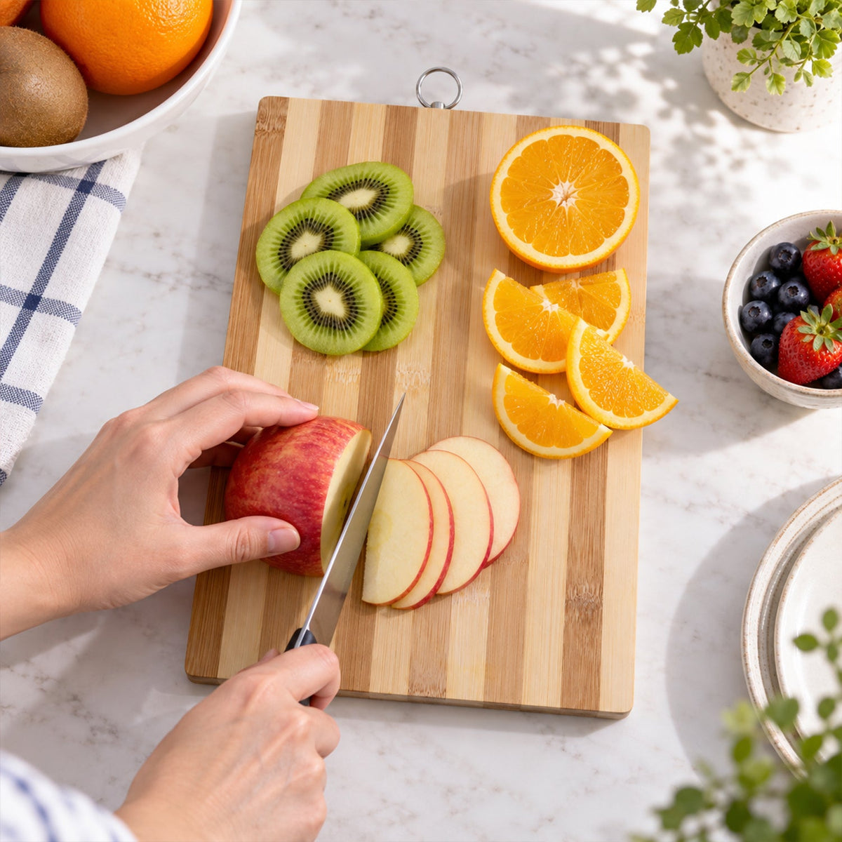 Bamboo Wooden Chopping Board 33.5 X 23.7 Cm With Hanging Ring (1 Pc)