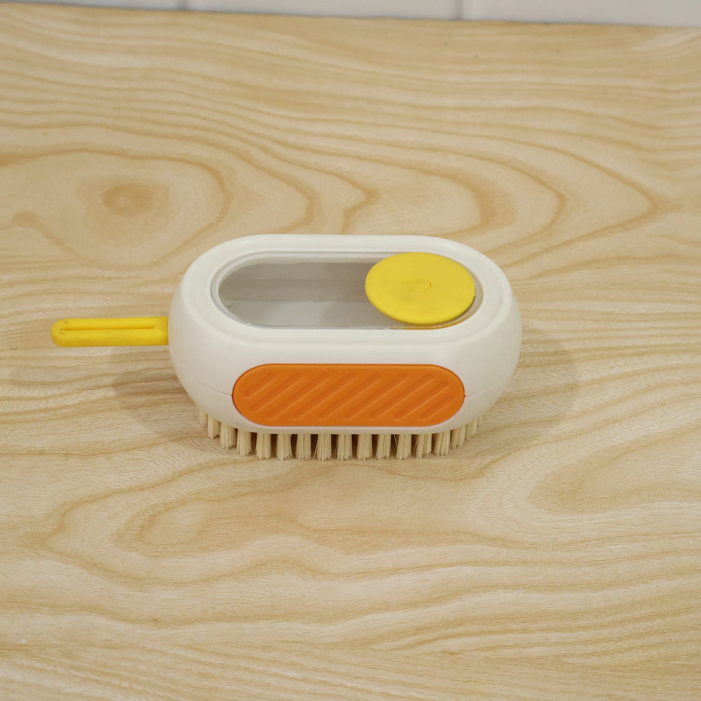 Plastic Cleaning Brush With Soap Dispenser Rubber Grip And Dense Bristles (1 Pc)