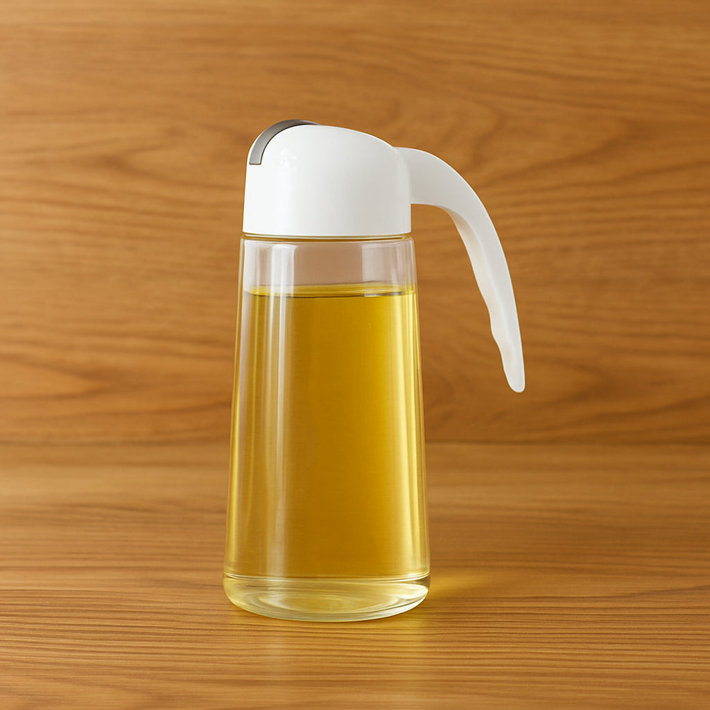 Kitchen Glass Oil Bottle Dispenser Automatic Opening Closing Home Bottles For Oil And Vinegar Honey Olive Oil Container (630ml)