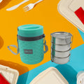 Premium Stainless Steel Compartment Lunch Box 1 Set