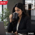 Apex Compact Coffee Mug 300 Ml With Handle And Lid Matte Black (1 Pc)