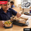 Apex Flexi Stainless Steel Lunch Box Set With Container And Bowl (2 Pc)