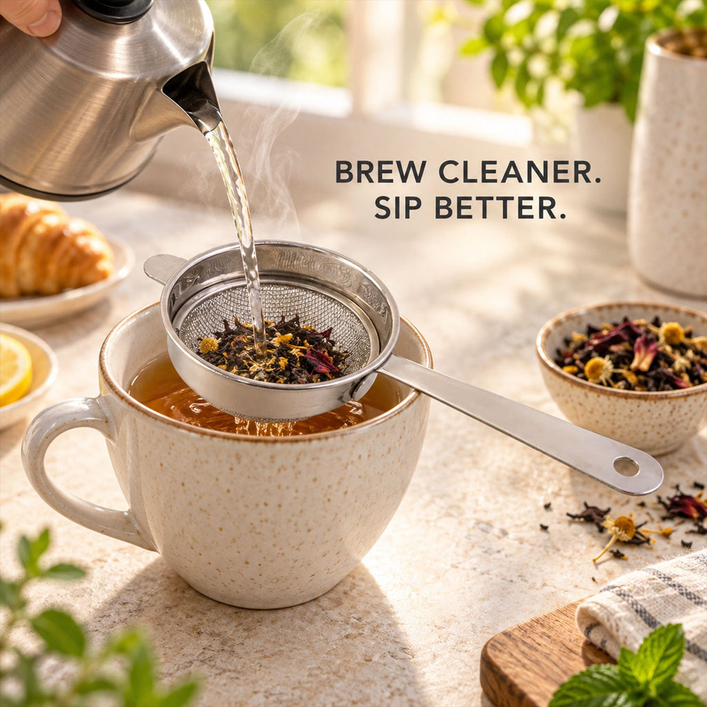 Apex Stainless Steel Tea Strainer No 3 With Long Handle Fine Mesh Chalni (1 Pc)