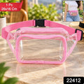 Transparent Pvc Waist Bag With Two Zip Pockets And Adjustable Strap (26x16 Cm)