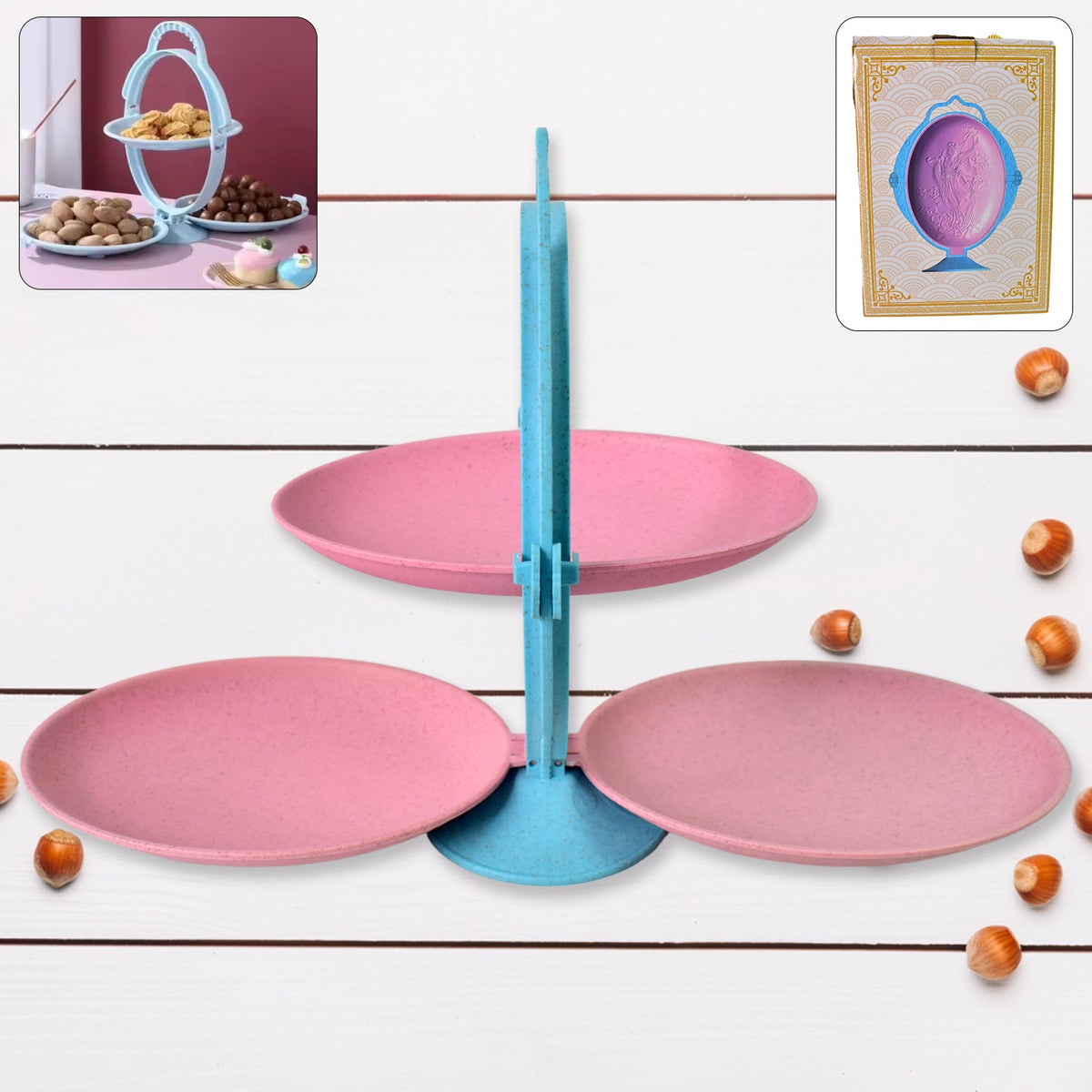 Foldable Fruit Plate Candy Dish Multi Use Mirror Shape Dried Fruit Tray