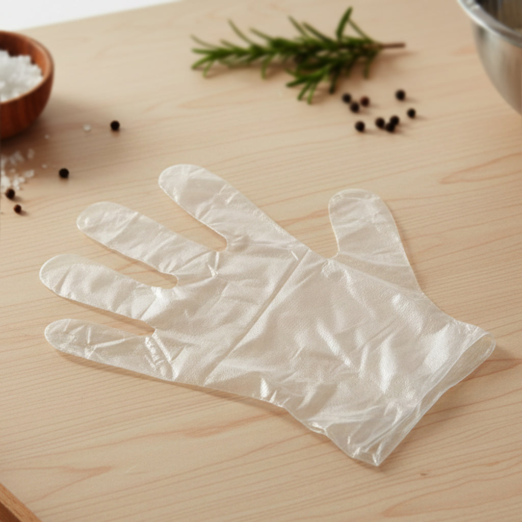 Disposable Transparent Plastic Gloves (100 Piece Pack)