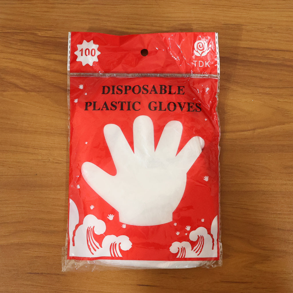 Disposable Transparent Plastic Gloves (100 Piece Pack)
