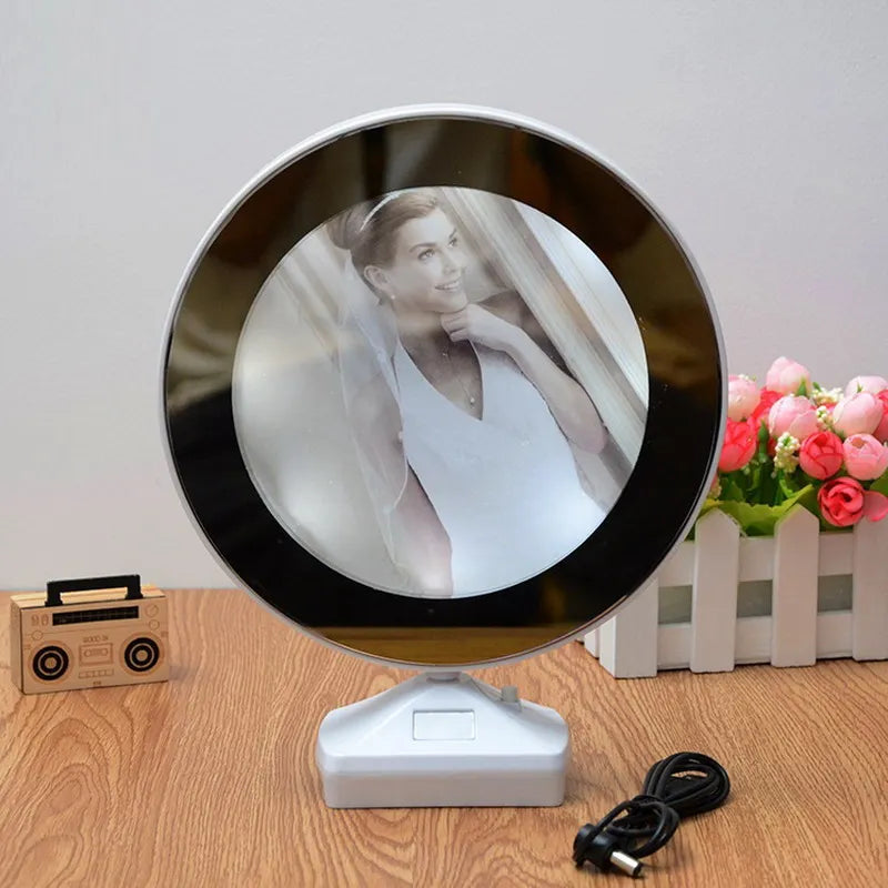 0860 Plastic 2 In 1 Mirror Come Photo Frame With Led Light