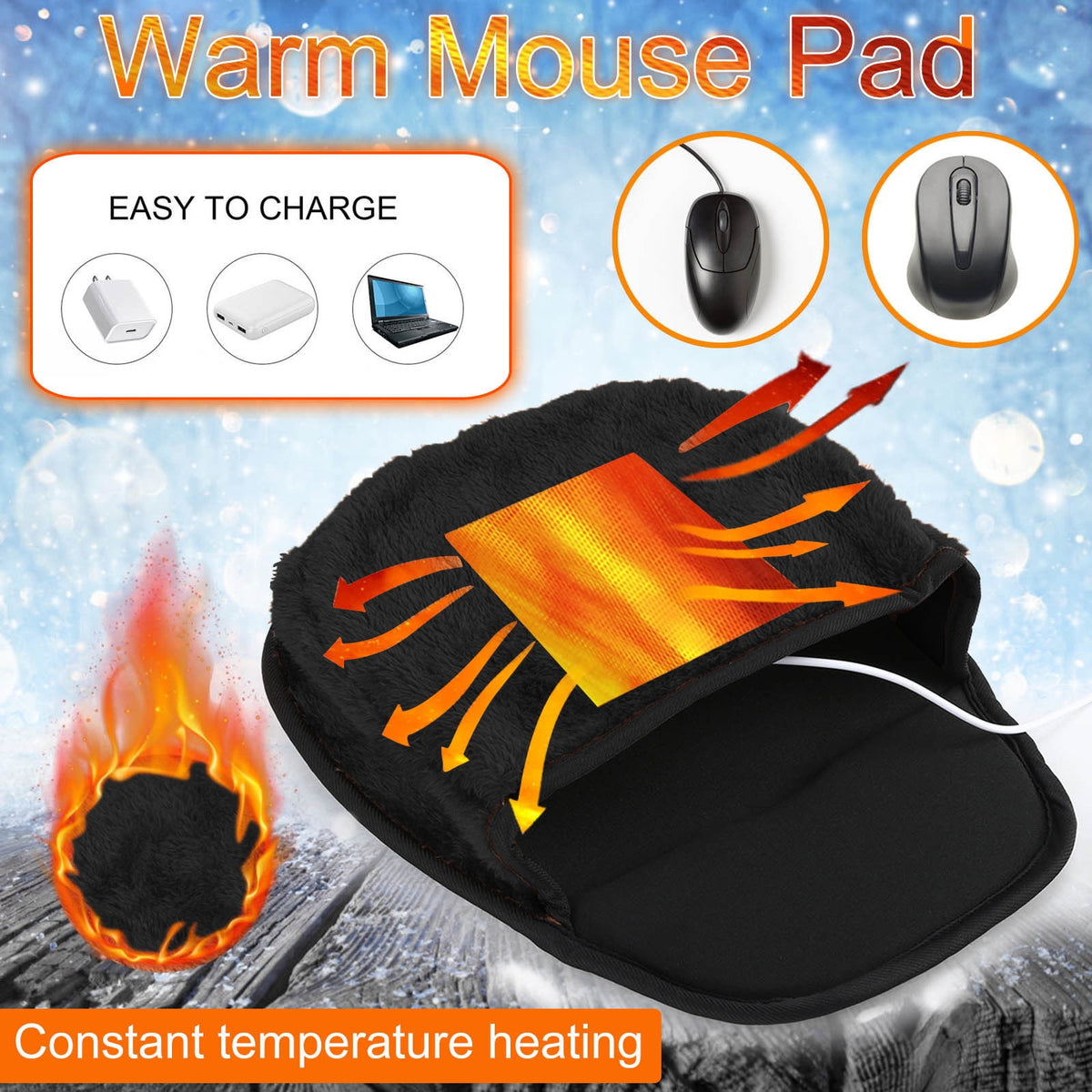 6947 Electric Heat Mouse Pad Table Mat Heating Mouse Pad Keep Warm Hand For Office Computer Desk Keyboard Winter