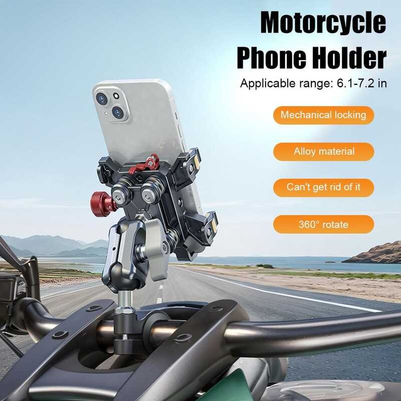 12674 Full Metal Body Bike  Scooty 360 Degree Rotating Mobile Holder Stand For Bicycle Motorcycle Scooty For Maps And Gps Navigation Fits All Smartphones (1 Pc)