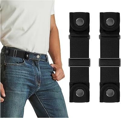 Adjustable Buckleless Elastic Waist Belt Hooks For Jeans And Trousers (2 Pc Set)