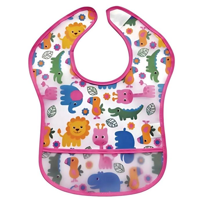 Multifunctional Waterproof Bpa Free Reusable Soft Fabric Plastic Baby Bib (1 Pc)