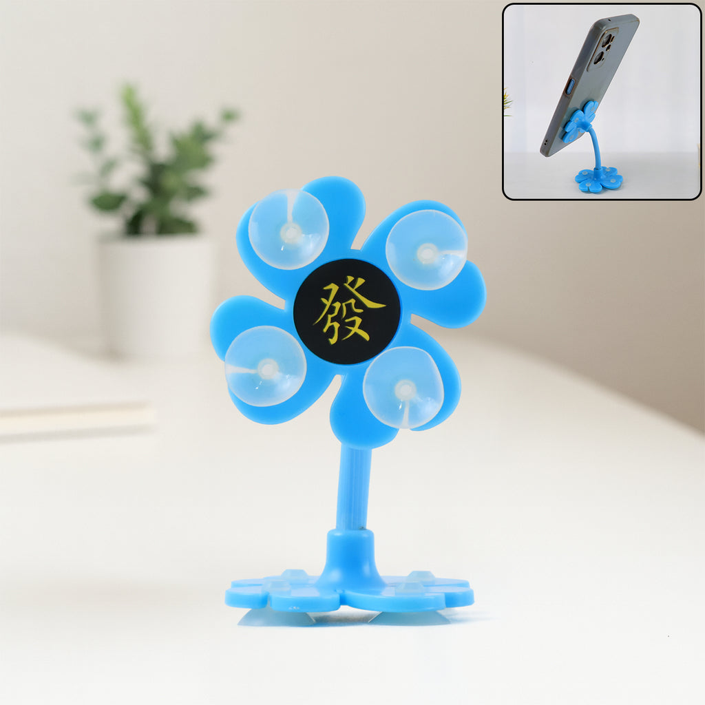 0637 -360 Rotatable Flower Shape Cellphone Holder Car  Mount Sucker Stand (Multicolored With Box))