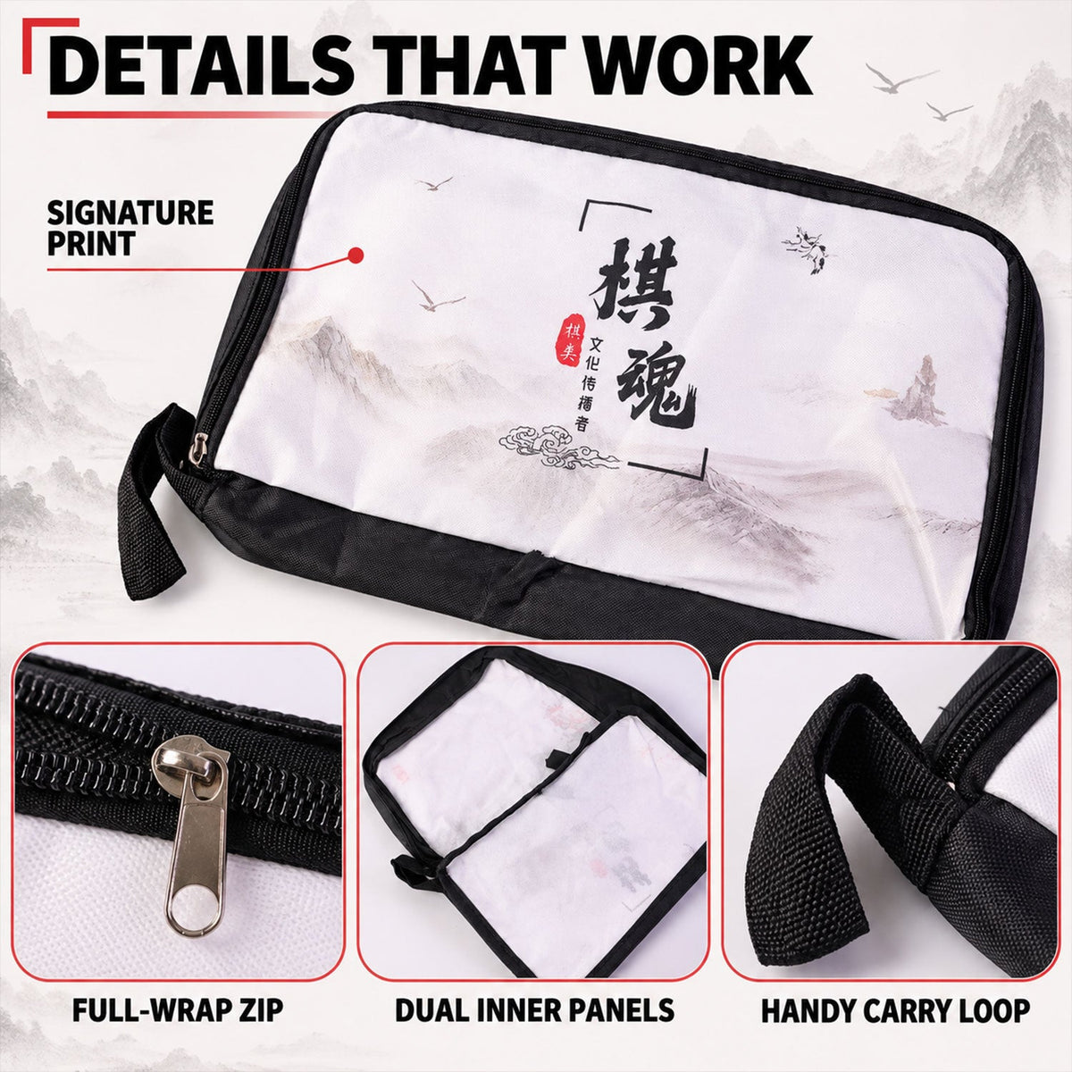Printed Travel Organizer Pouch With Zip Closure And Carry Loop (1 Pc 32x20 Cm)