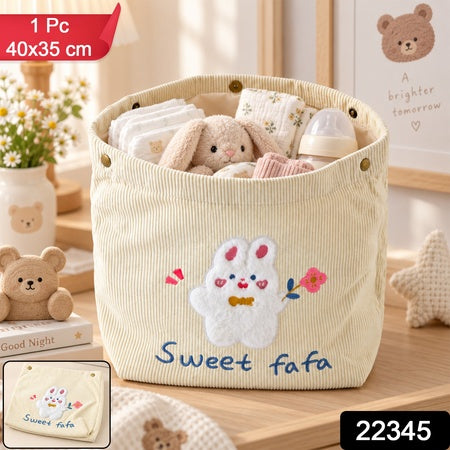 Foldable Fabric Storage Basket With Snap Closure For Toys Clothes And Home Use