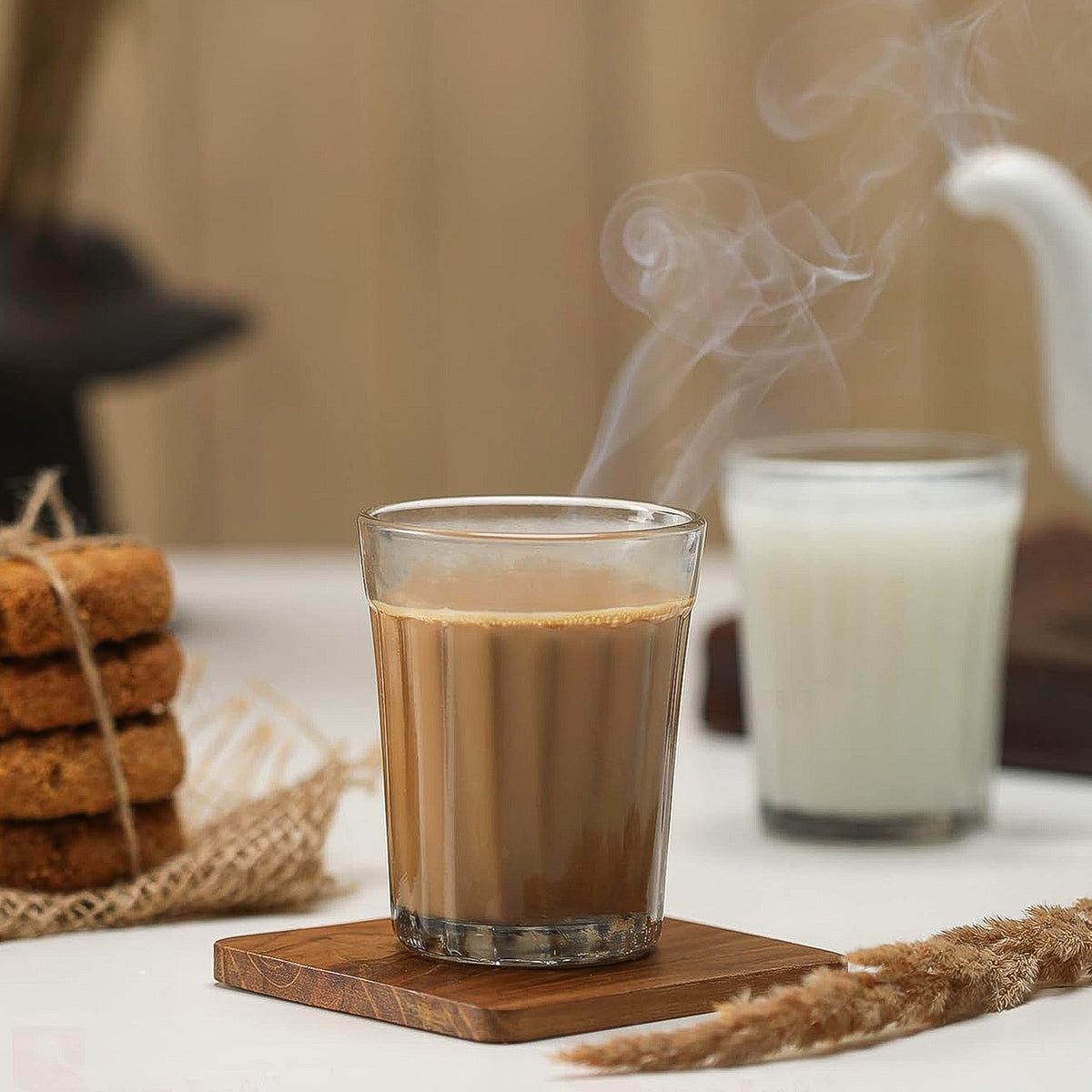 Supermom Plastic Chai Pyali Transparent Tea Glass Set (130ml  6 Pc)