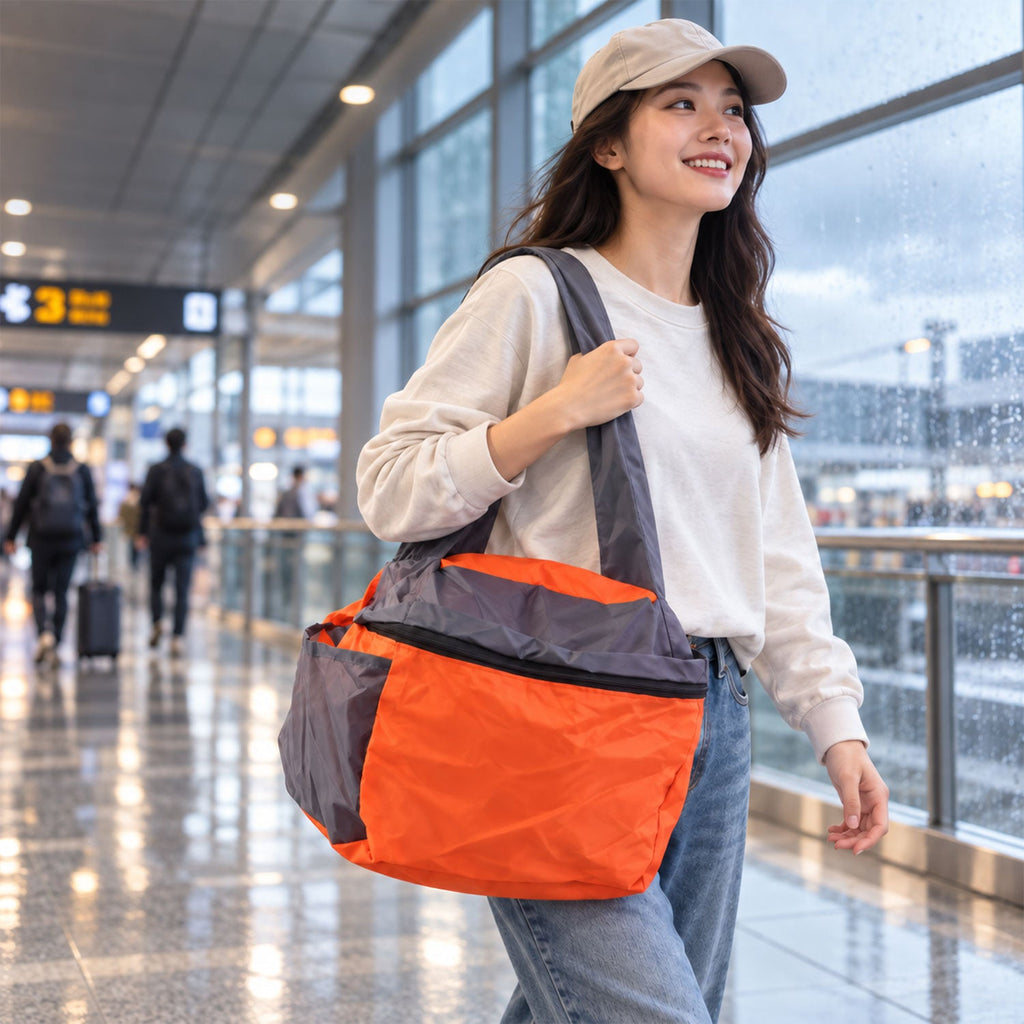 Travel Tote Carry Bag With Double Zippers And Shoulder Straps (1 Pc 26x33 Cm)