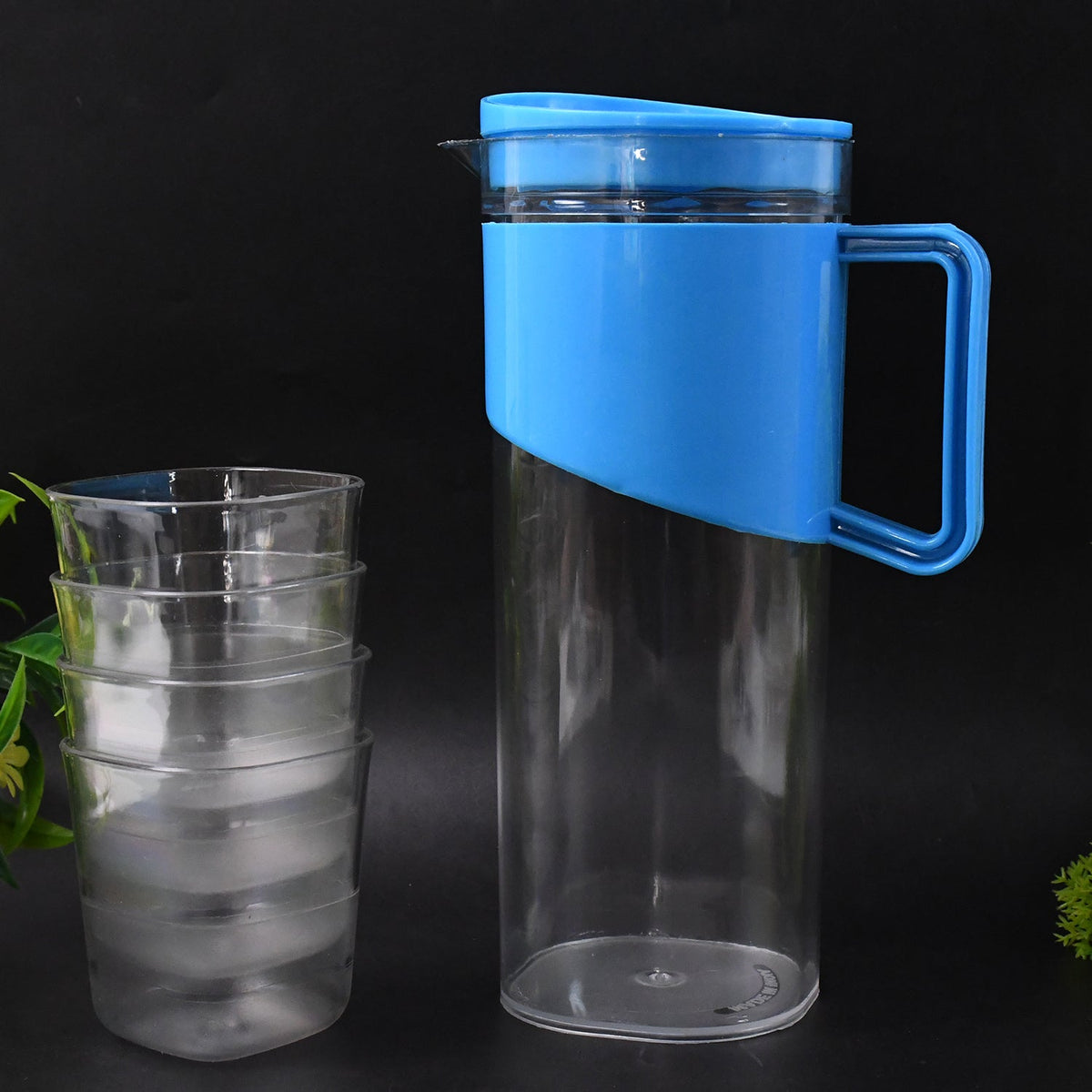 Transparent Stylish Premium Jug With Elegant Handle (2000 Ml Approx 4 Pcs Plastic Glass)