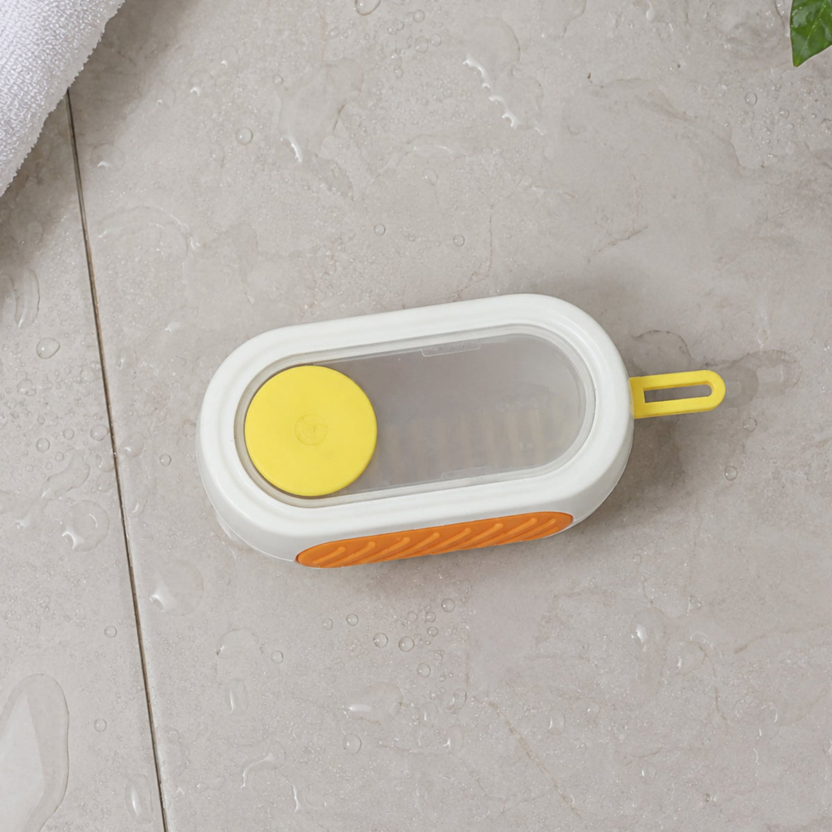 Plastic Cleaning Brush With Soap Dispenser Rubber Grip And Dense Bristles (1 Pc)