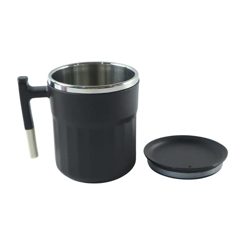 Apex Compact Coffee Mug 300 Ml With Handle And Lid Matte Black (1 Pc)