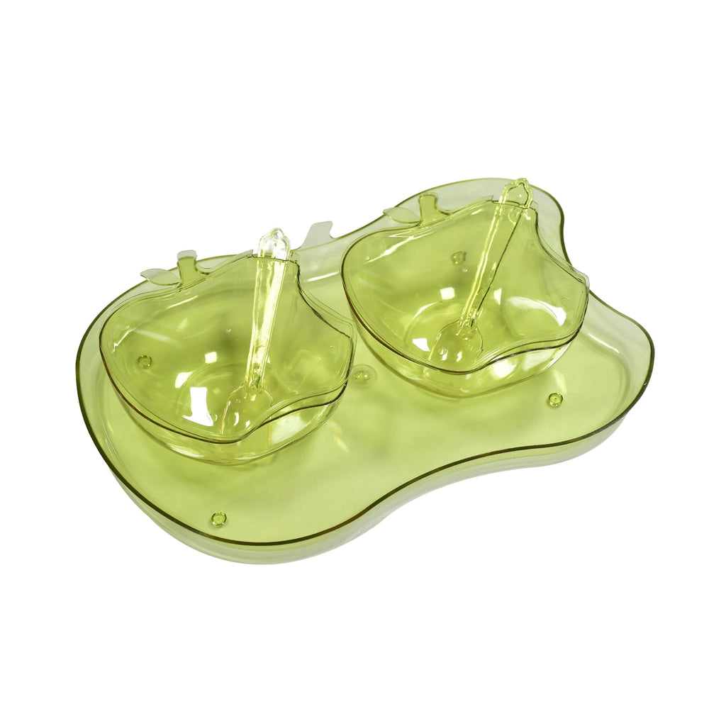 2969 Apple Shape 2piece Serving Set Of Bowl With Spoon Tray