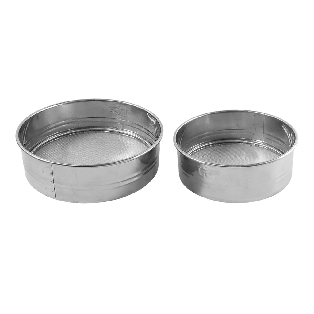Stainless Steel Fine Mesh Atta Chalni Sieve Set (2 Pc Set)