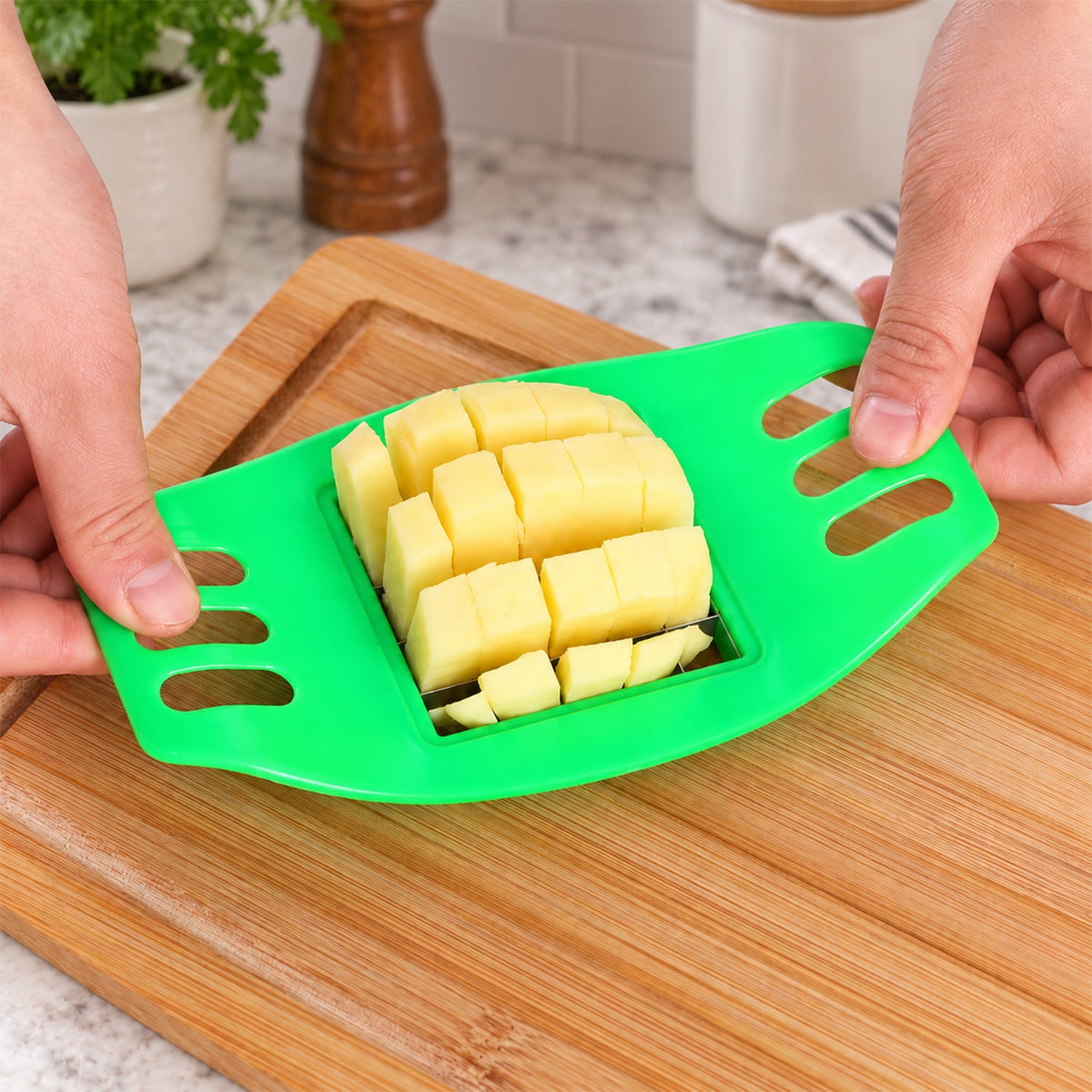 French Fry Potato Grid Cutter With Stainless Steel Blades 17x10cm (1 Pc)