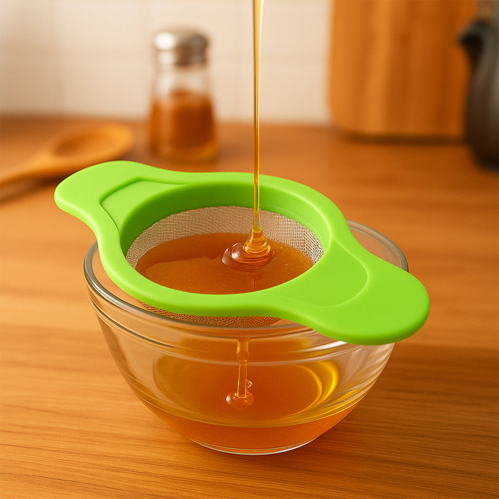 Stainless Steel Mesh Strainer With Dual Handle Plastic Frame (1 Pc)