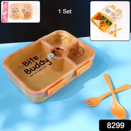 Bite Buddy 4-compartment Leak-resistant Plastic Lunch Box With Spoon  Fork