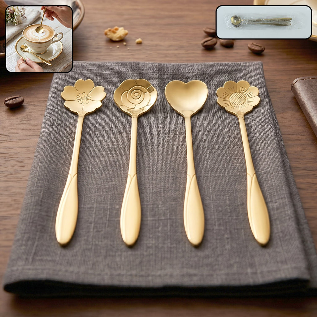 Golden Mini Serving Spoon Set 4 Pc