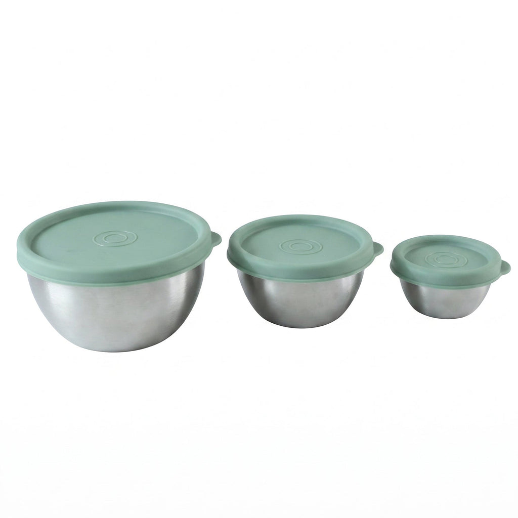Apex Miny Steel Container Set Mixing Bowls With Lids For Kitchen (3 Pc Set)