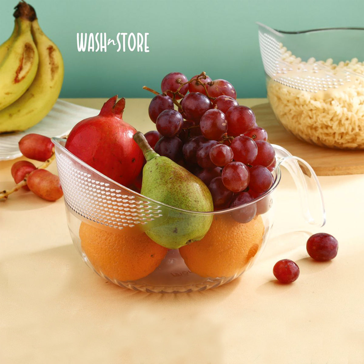 Supermom Multipurpose Transparent Plastic Bowl  Basket With Handle (1 Pc)