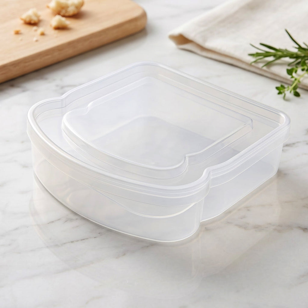 Portable Plastic Sandwich Lunch Box With Secure Lid For School And Travel (1 Pc)