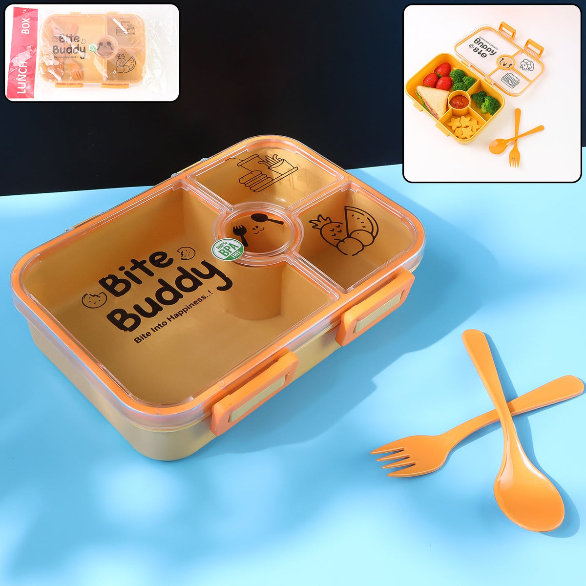 Bite Buddy 4-compartment Leak-resistant Plastic Lunch Box