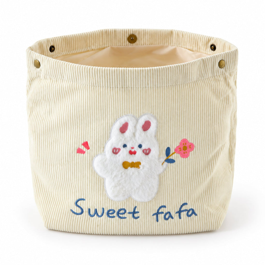 Foldable Fabric Storage Basket With Snap Closure For Toys Clothes And Home Use