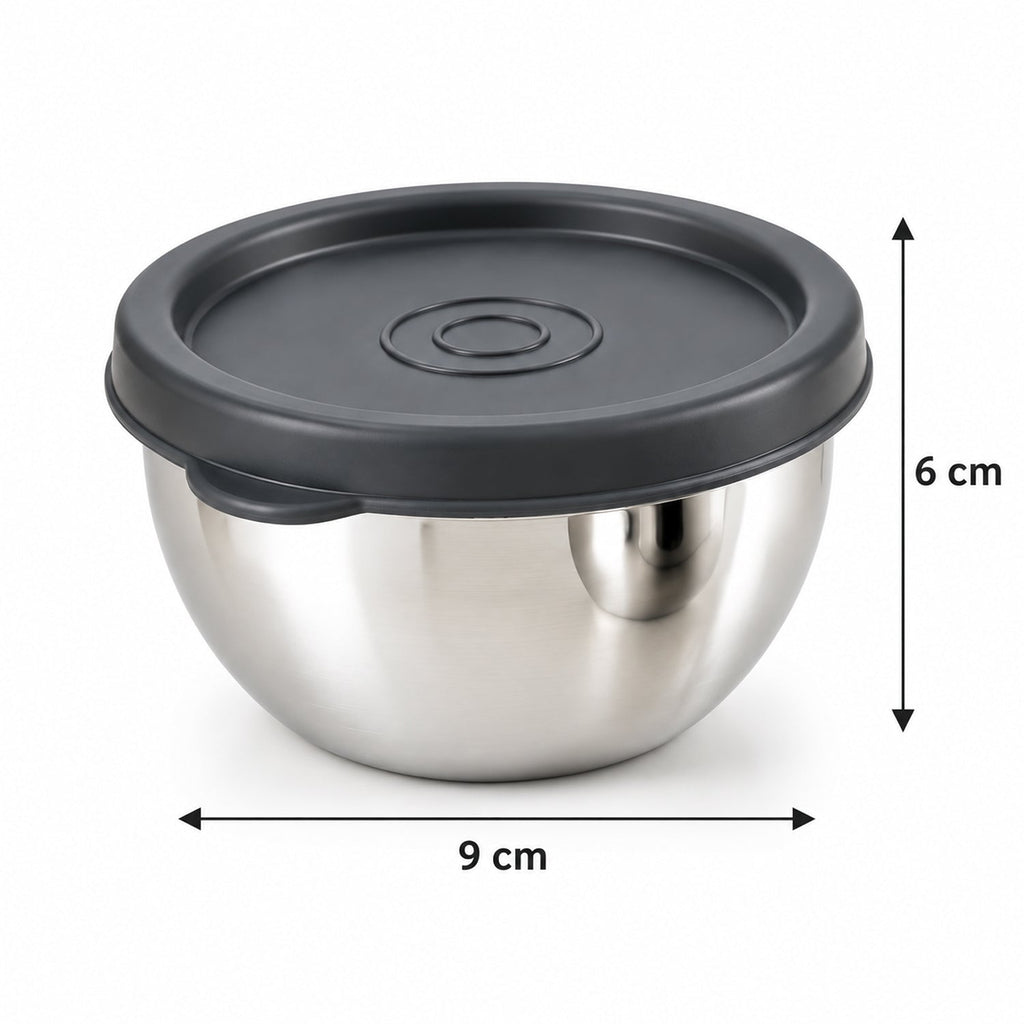 Apex Stainless Steel Container 180 Ml With Lid Small Storage Bowl (2 Pc Set)